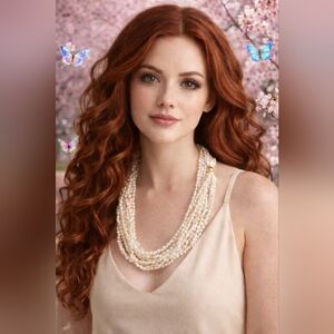 Elegant 14K GOLD Genuine 10 Strand Lustrous Rice Pearl Necklace w/ Vintage Clasp